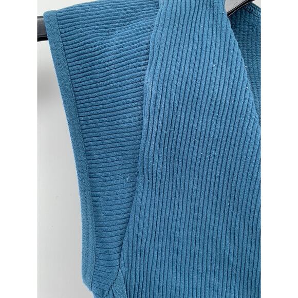 FREE PEOPLE INTIMATELY Women's Blue Ribbed V-Neck Cap Sleeve Bodysuit SZ XS/S - Picture 4 of 11